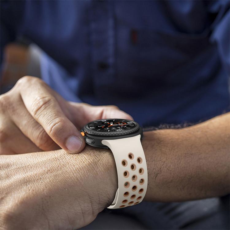 For Samsung Galaxy Watch8 / Watch8 Classic Round Holes Silver Buckle Two Color Silicone Watch Band