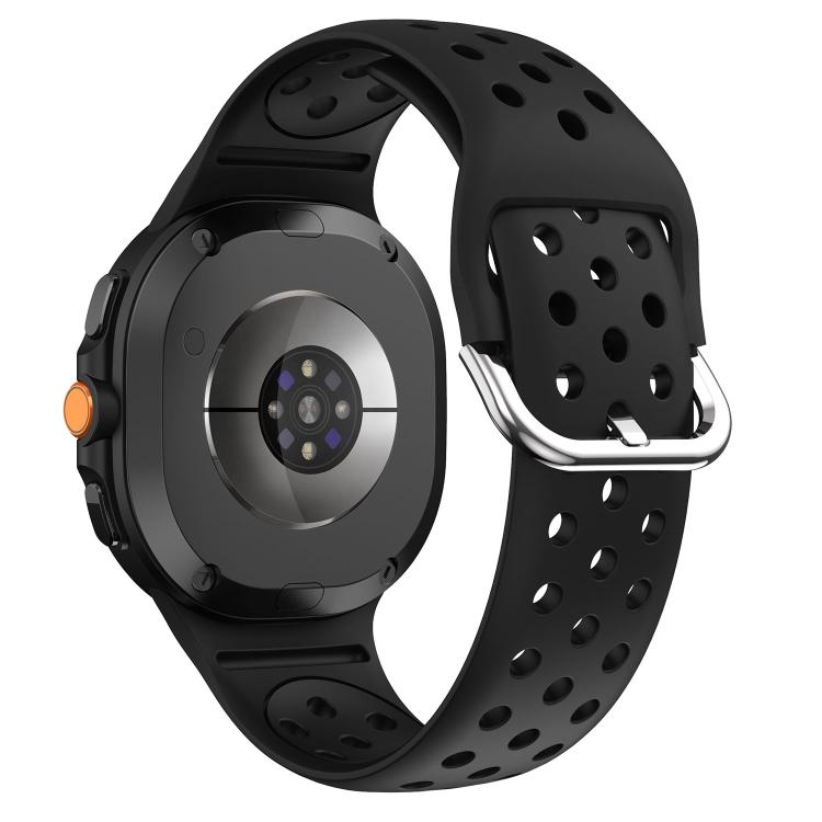 For Samsung Galaxy Watch8 / Watch8 Classic Round Holes Silver Buckle Two Color Silicone Watch Band
