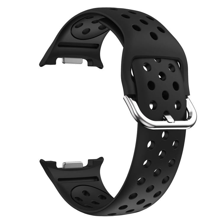 For Samsung Galaxy Watch8 / Watch8 Classic Round Holes Silver Buckle Two Color Silicone Watch Band