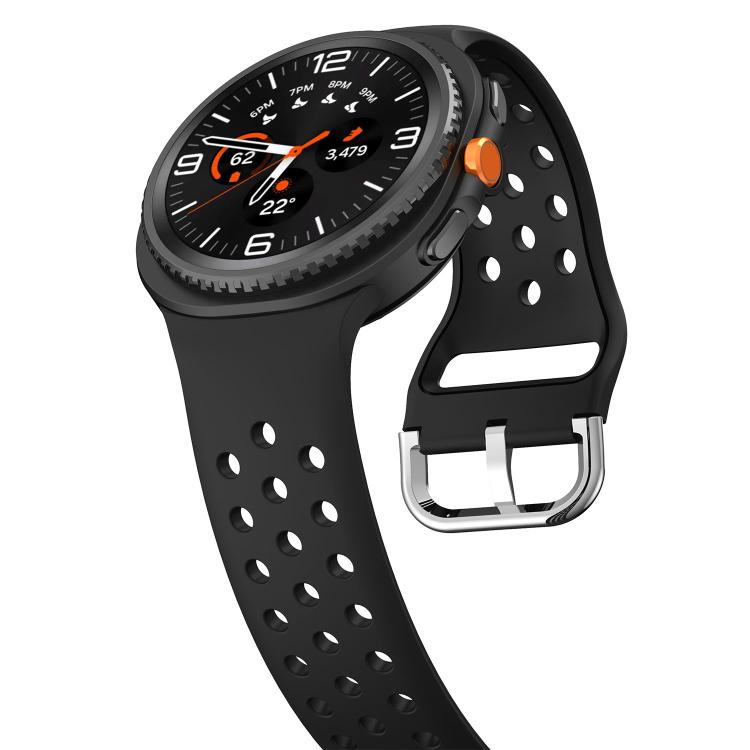 For Samsung Galaxy Watch8 / Watch8 Classic Round Holes Silver Buckle Two Color Silicone Watch Band