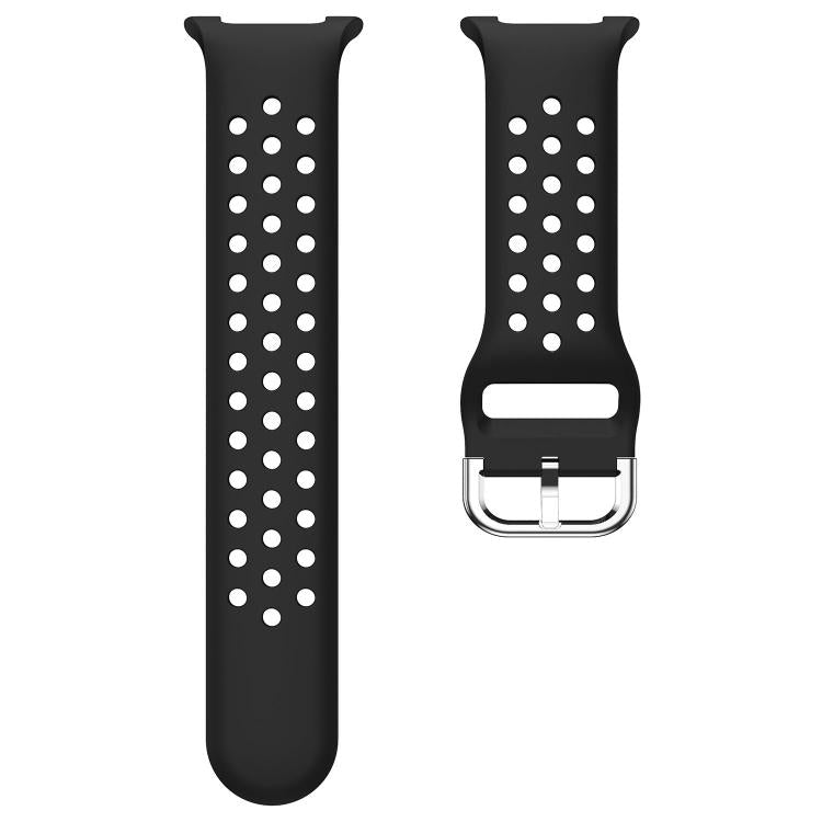 For Samsung Galaxy Watch8 / Watch8 Classic Round Holes Silver Buckle Two Color Silicone Watch Band