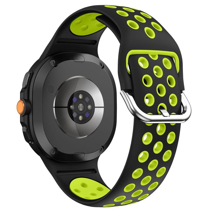 For Samsung Galaxy Watch8 / Watch8 Classic Round Holes Silver Buckle Two Color Silicone Watch Band