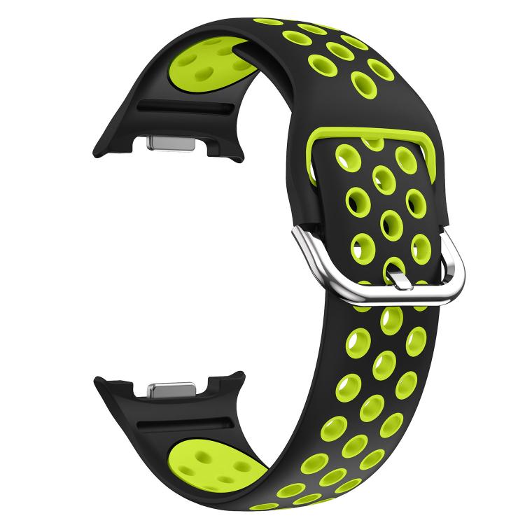For Samsung Galaxy Watch8 / Watch8 Classic Round Holes Silver Buckle Two Color Silicone Watch Band