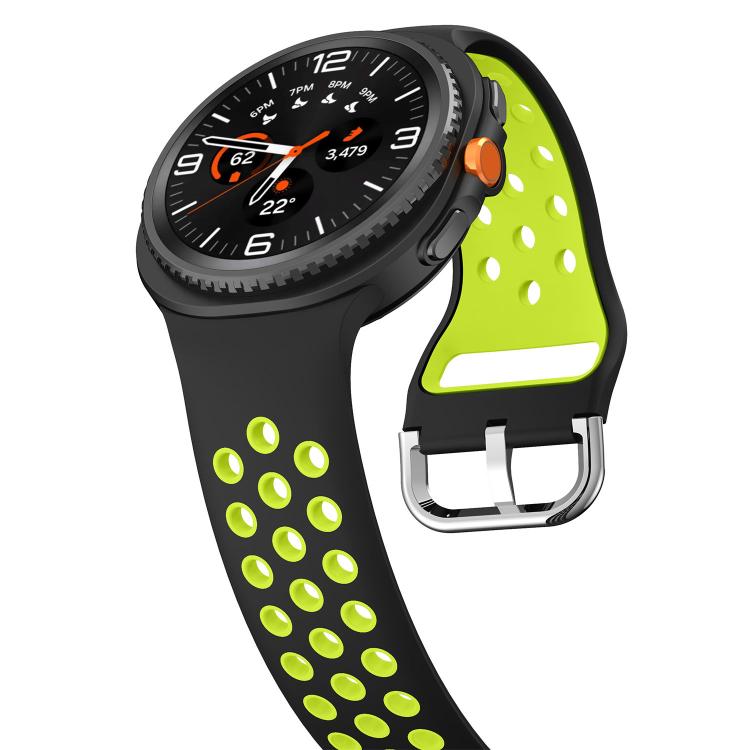 For Samsung Galaxy Watch8 / Watch8 Classic Round Holes Silver Buckle Two Color Silicone Watch Band