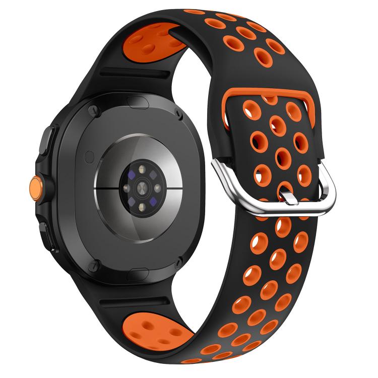 For Samsung Galaxy Watch8 / Watch8 Classic Round Holes Silver Buckle Two Color Silicone Watch Band