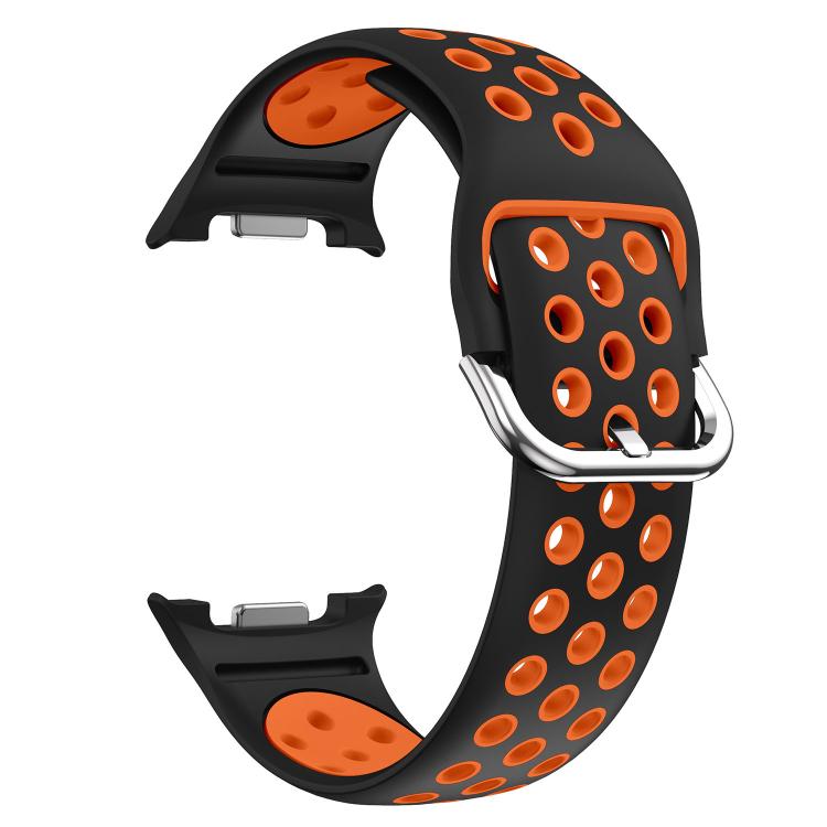 For Samsung Galaxy Watch8 / Watch8 Classic Round Holes Silver Buckle Two Color Silicone Watch Band