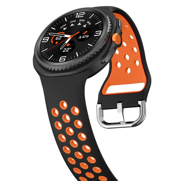 For Samsung Galaxy Watch8 / Watch8 Classic Round Holes Silver Buckle Two Color Silicone Watch Band