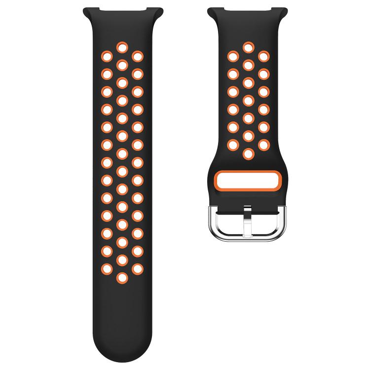 For Samsung Galaxy Watch8 / Watch8 Classic Round Holes Silver Buckle Two Color Silicone Watch Band