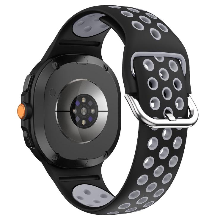 For Samsung Galaxy Watch8 / Watch8 Classic Round Holes Silver Buckle Two Color Silicone Watch Band