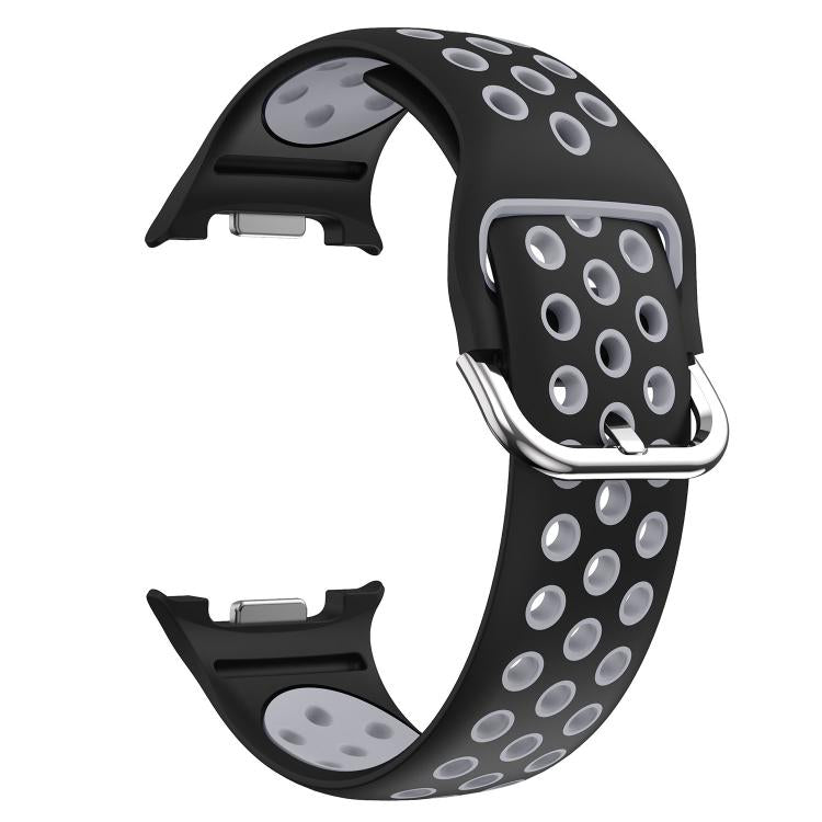For Samsung Galaxy Watch8 / Watch8 Classic Round Holes Silver Buckle Two Color Silicone Watch Band