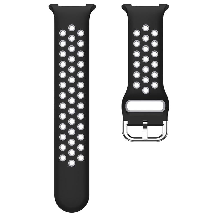 For Samsung Galaxy Watch8 / Watch8 Classic Round Holes Silver Buckle Two Color Silicone Watch Band