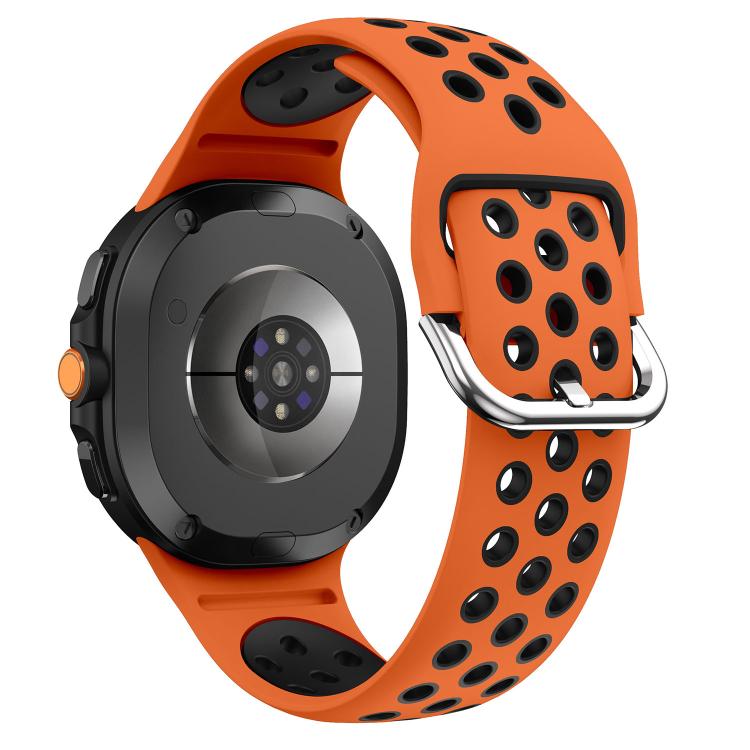 For Samsung Galaxy Watch8 / Watch8 Classic Round Holes Silver Buckle Two Color Silicone Watch Band