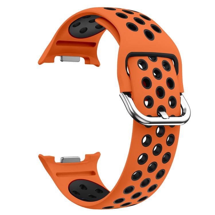 For Samsung Galaxy Watch8 / Watch8 Classic Round Holes Silver Buckle Two Color Silicone Watch Band