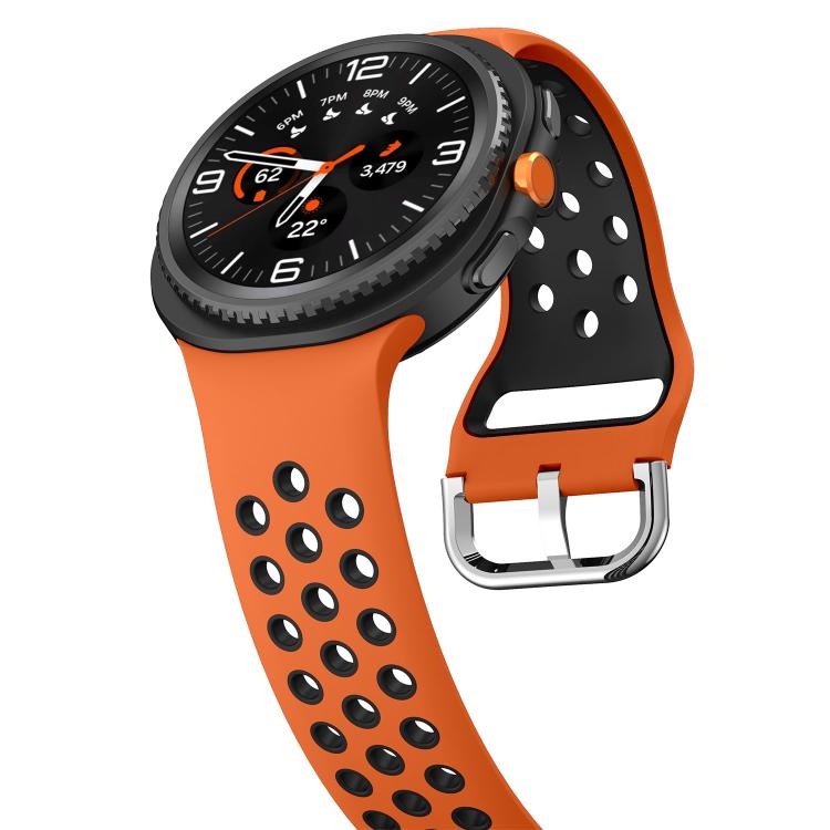 For Samsung Galaxy Watch8 / Watch8 Classic Round Holes Silver Buckle Two Color Silicone Watch Band