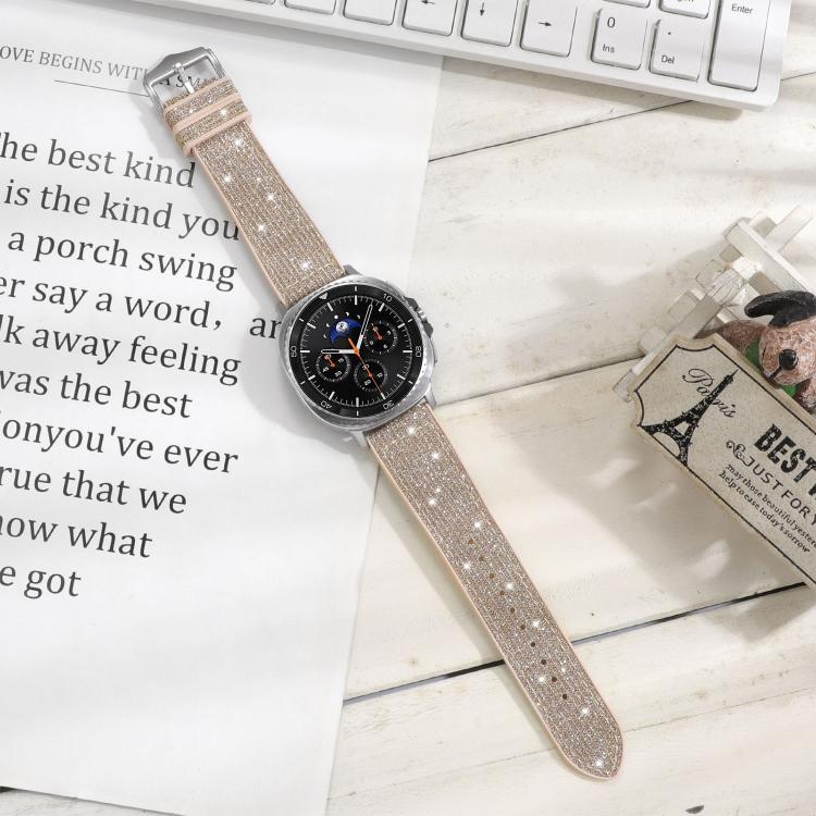 For Samsung Galaxy Watch8 / Watch8 Classic Glitter Skin Vegan Leather Silicone Watch Band