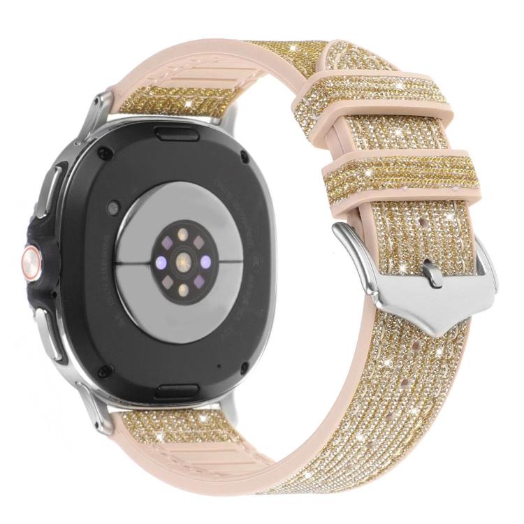 For Samsung Galaxy Watch8 / Watch8 Classic Glitter Skin Vegan Leather Silicone Watch Band