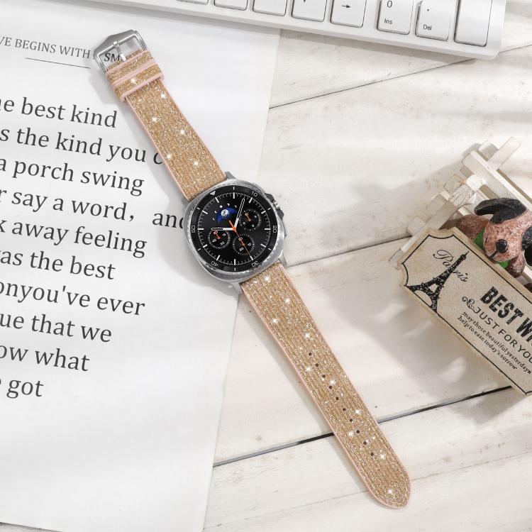 For Samsung Galaxy Watch8 / Watch8 Classic Glitter Skin Vegan Leather Silicone Watch Band