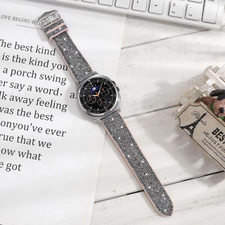 For Samsung Galaxy Watch8 / Watch8 Classic Glitter Skin Vegan Leather Silicone Watch Band
