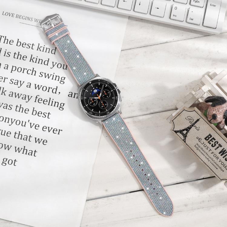 For Samsung Galaxy Watch8 / Watch8 Classic Glitter Skin Vegan Leather Silicone Watch Band