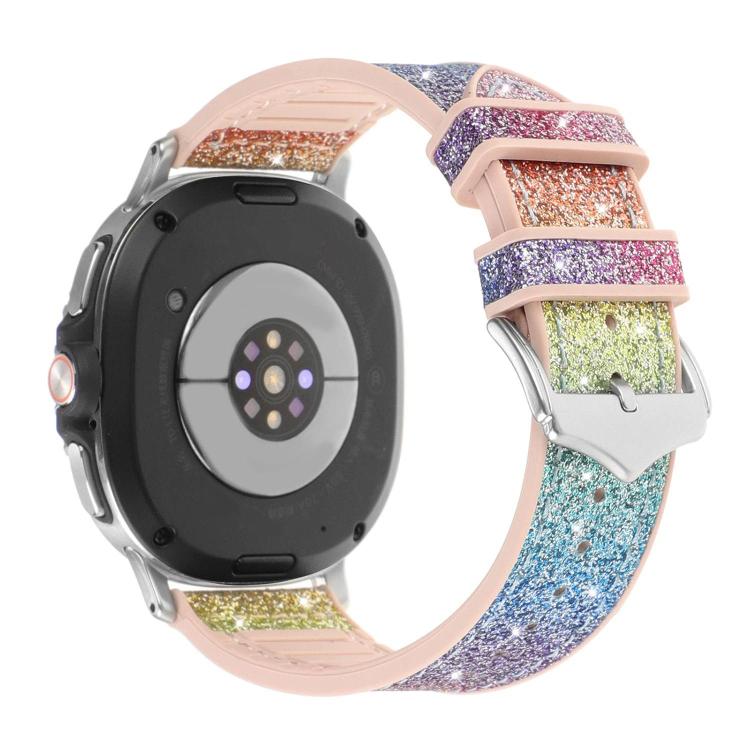For Samsung Galaxy Watch8 / Watch8 Classic Glitter Skin Vegan Leather Silicone Watch Band