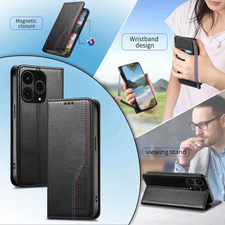 For OnePlus 15 Elastic Wristband Magnetic Suction Leather Phone Case