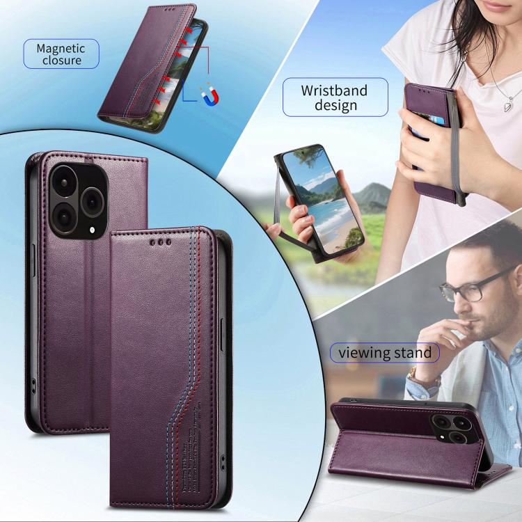 For OnePlus 15 Elastic Wristband Magnetic Suction Leather Phone Case