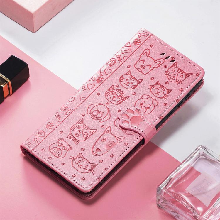 For OnePlus 15 Cat and Dog Embossed Leather Phone Case