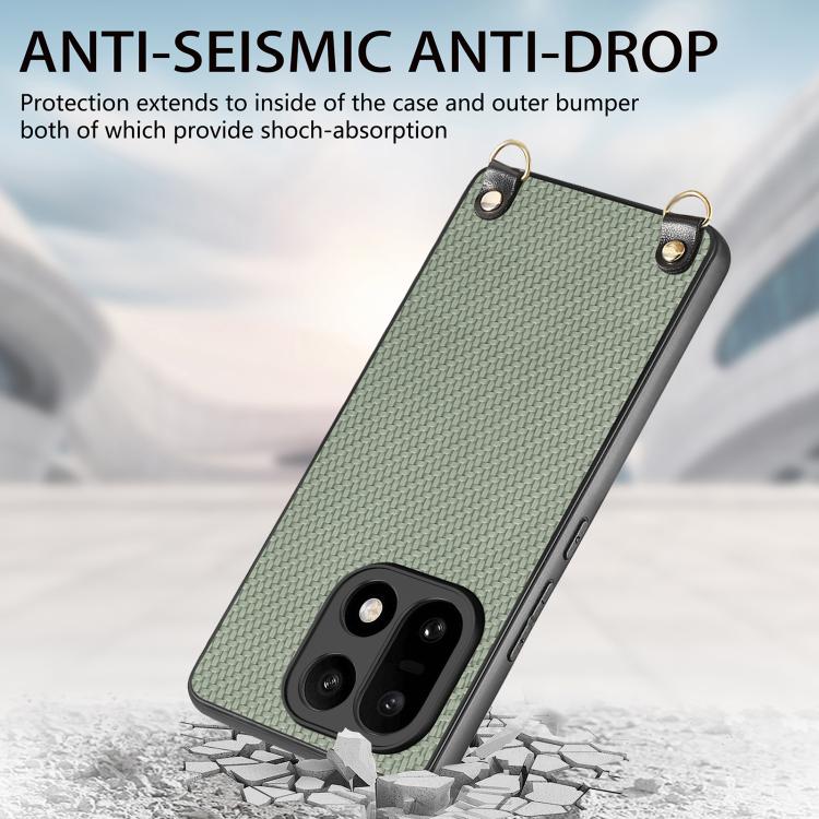 For OnePlus 15 Carbon Fiber Texture Leather Back Cover Phone Case with Crossbody Strap