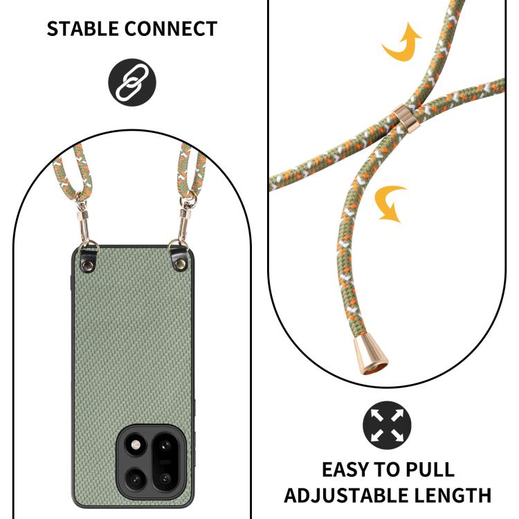 For OnePlus 15 Carbon Fiber Texture Leather Back Cover Phone Case with Crossbody Strap
