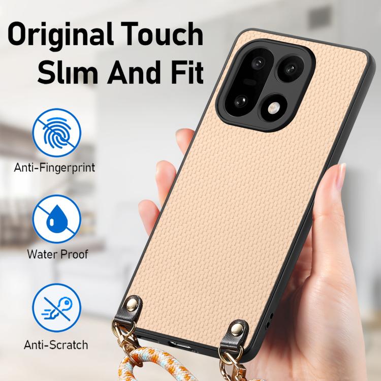 For OnePlus 15 Carbon Fiber Texture Leather Back Cover Phone Case with Crossbody Strap