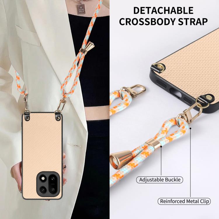 For OnePlus 15 Carbon Fiber Texture Leather Back Cover Phone Case with Crossbody Strap
