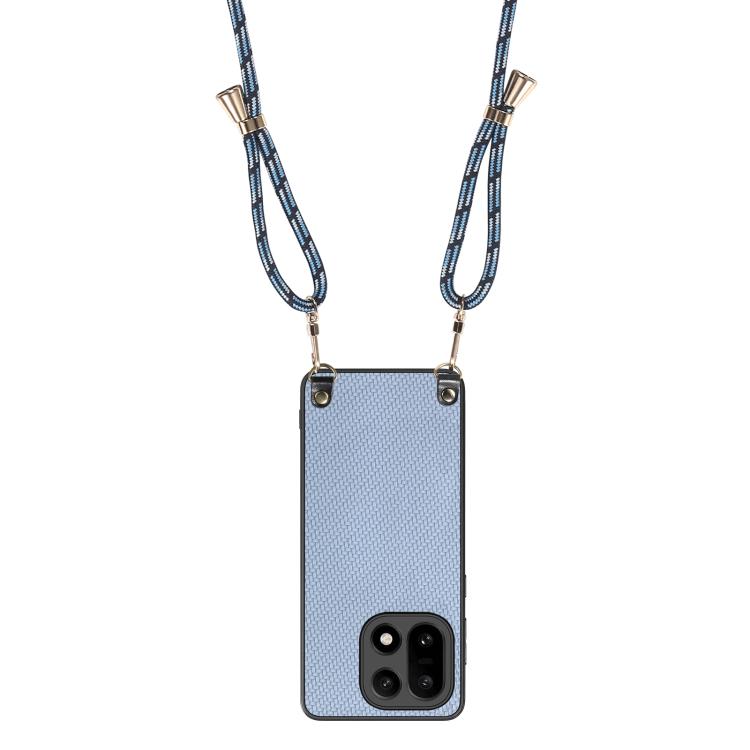 For OnePlus 15 Carbon Fiber Texture Leather Back Cover Phone Case with Crossbody Strap