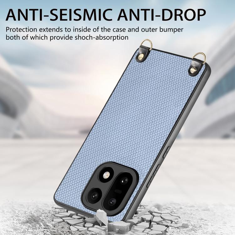 For OnePlus 15 Carbon Fiber Texture Leather Back Cover Phone Case with Crossbody Strap