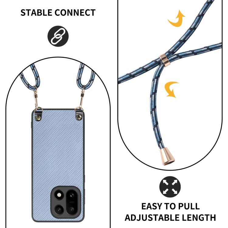 For OnePlus 15 Carbon Fiber Texture Leather Back Cover Phone Case with Crossbody Strap