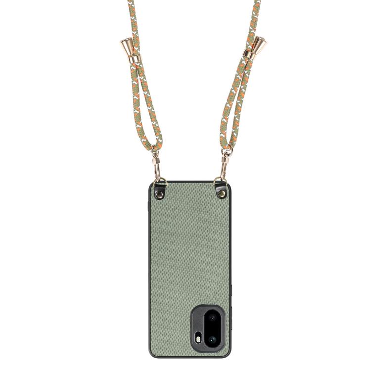 For OnePlus Ace 6 / 6T / 15R Carbon Fiber Texture Leather Back Cover Phone Case with Crossbody Strap