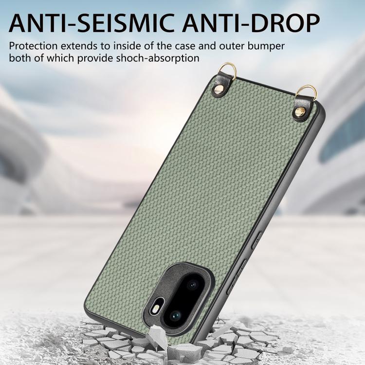 For OnePlus Ace 6 / 6T / 15R Carbon Fiber Texture Leather Back Cover Phone Case with Crossbody Strap