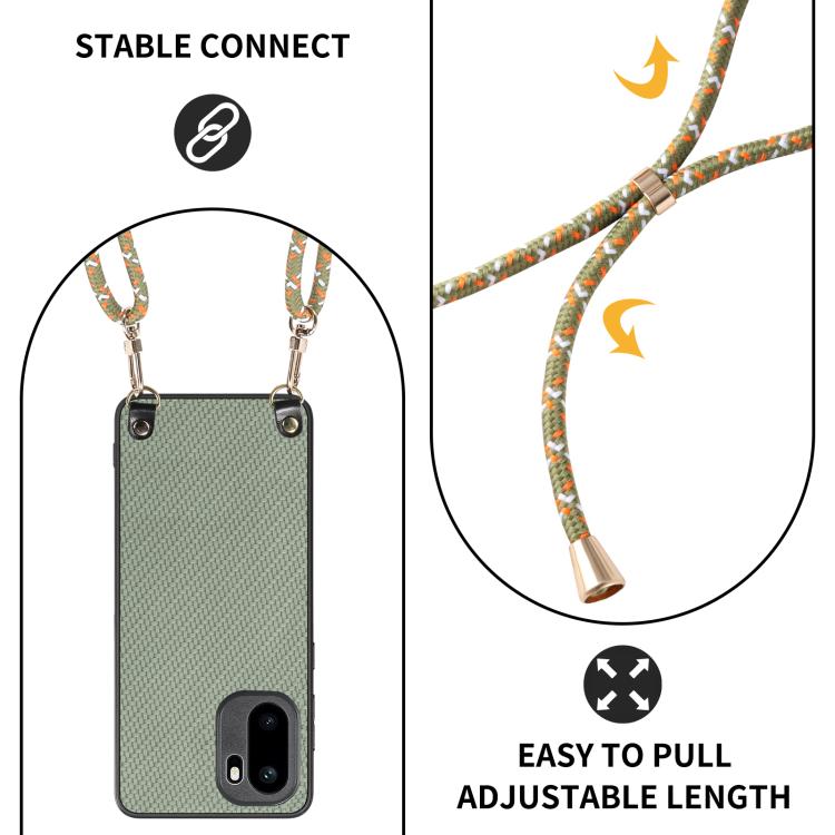 For OnePlus Ace 6 / 6T / 15R Carbon Fiber Texture Leather Back Cover Phone Case with Crossbody Strap