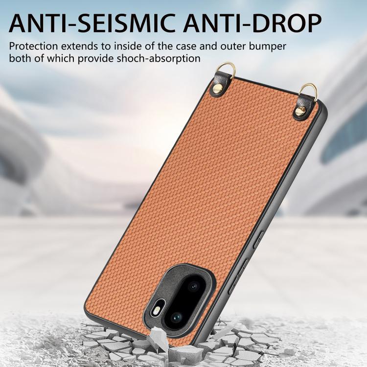 For OnePlus Ace 6 / 6T / 15R Carbon Fiber Texture Leather Back Cover Phone Case with Crossbody Strap