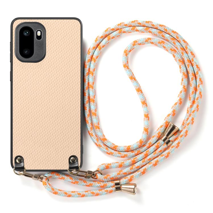 For OnePlus Ace 6 / 6T / 15R Carbon Fiber Texture Leather Back Cover Phone Case with Crossbody Strap
