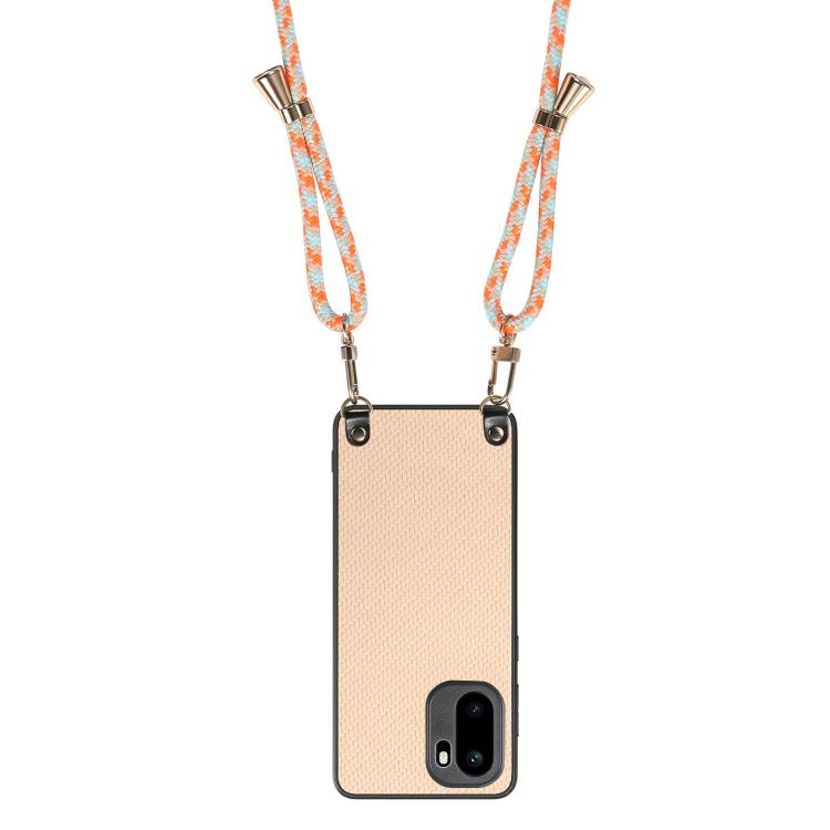 For OnePlus Ace 6 / 6T / 15R Carbon Fiber Texture Leather Back Cover Phone Case with Crossbody Strap