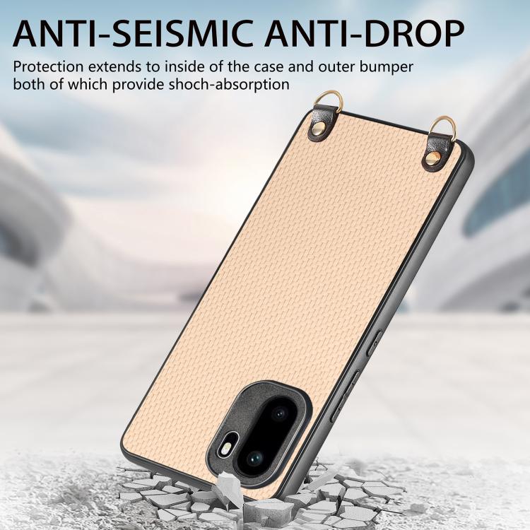 For OnePlus Ace 6 / 6T / 15R Carbon Fiber Texture Leather Back Cover Phone Case with Crossbody Strap