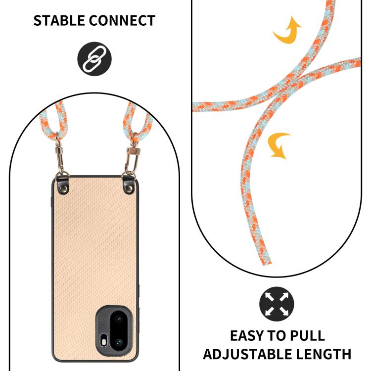 For OnePlus Ace 6 / 6T / 15R Carbon Fiber Texture Leather Back Cover Phone Case with Crossbody Strap