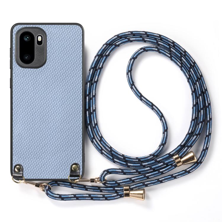 For OnePlus Ace 6 / 6T / 15R Carbon Fiber Texture Leather Back Cover Phone Case with Crossbody Strap