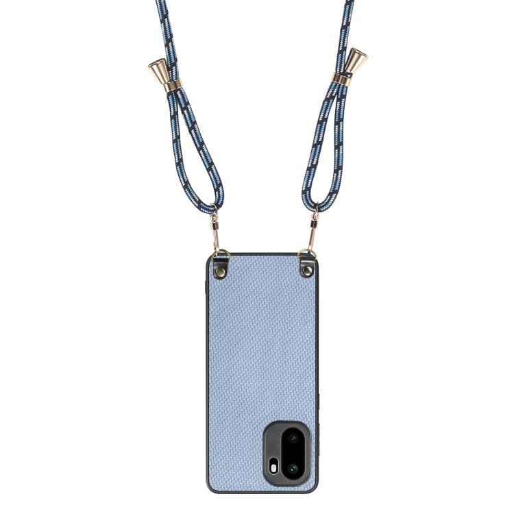 For OnePlus Ace 6 / 6T / 15R Carbon Fiber Texture Leather Back Cover Phone Case with Crossbody Strap