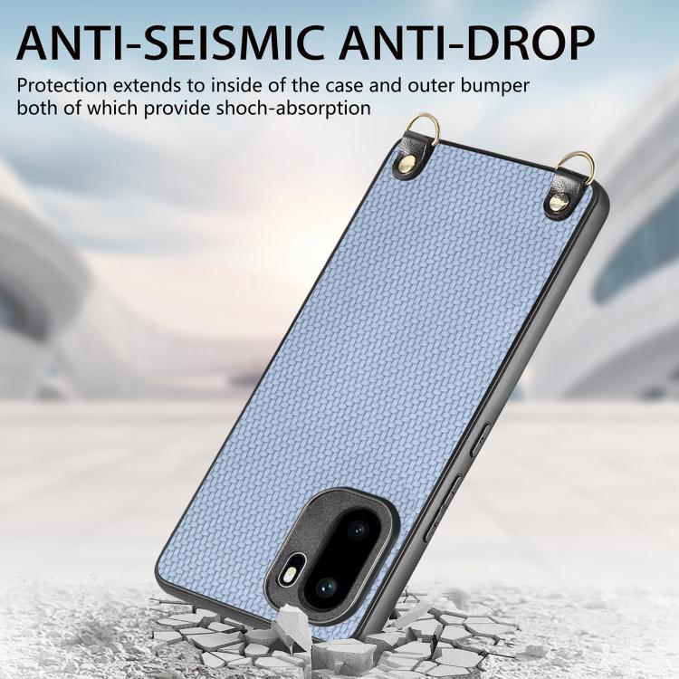 For OnePlus Ace 6 / 6T / 15R Carbon Fiber Texture Leather Back Cover Phone Case with Crossbody Strap