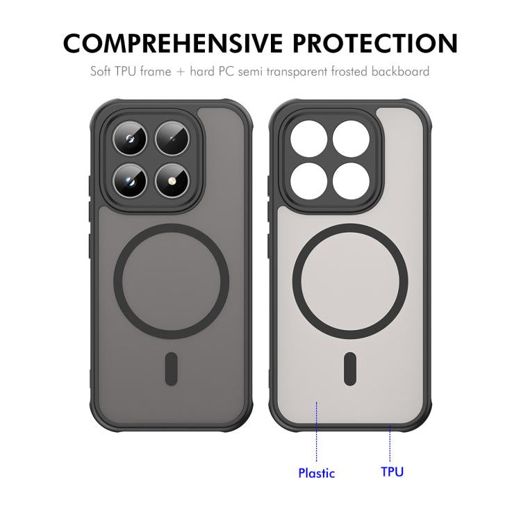 For Xiaomi 17 ENKAY Hat-Prince MagSafe Matte Translucent Shockproof Phone Case with 0.18mm High Aluminum-silicon Glass Film