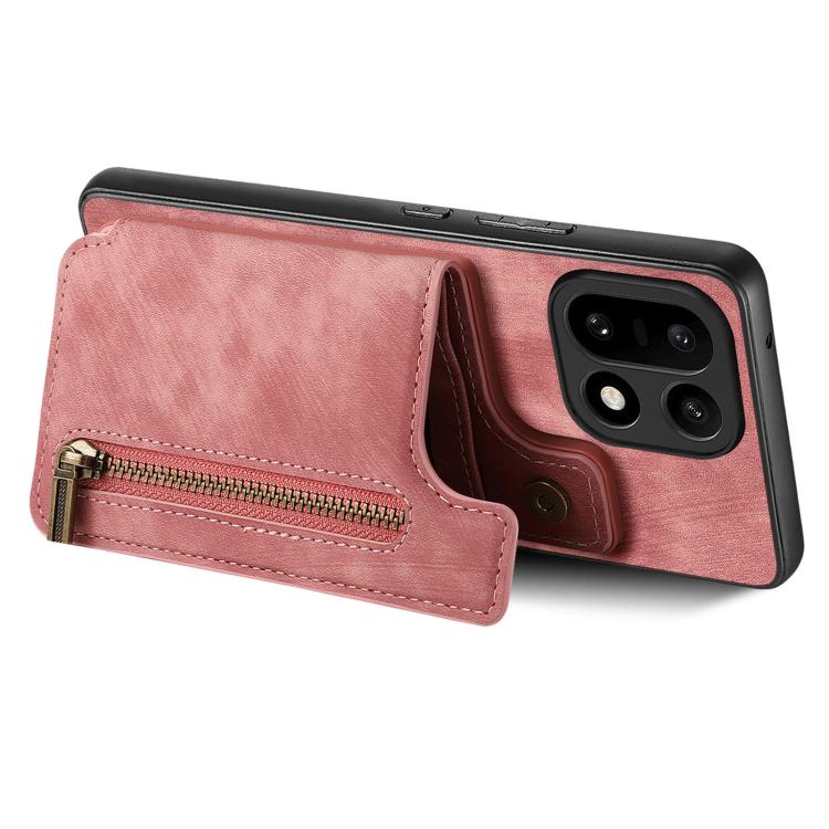 For OnePlus 15 Retro Leather Zipper Wallet Back Phone Case