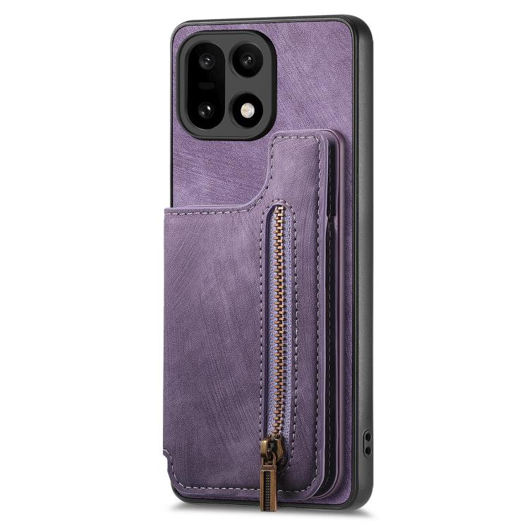 For OnePlus 15 Retro Leather Zipper Wallet Back Phone Case