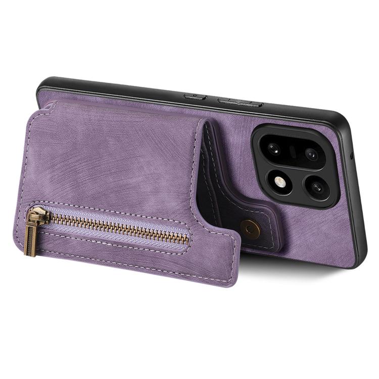 For OnePlus 15 Retro Leather Zipper Wallet Back Phone Case