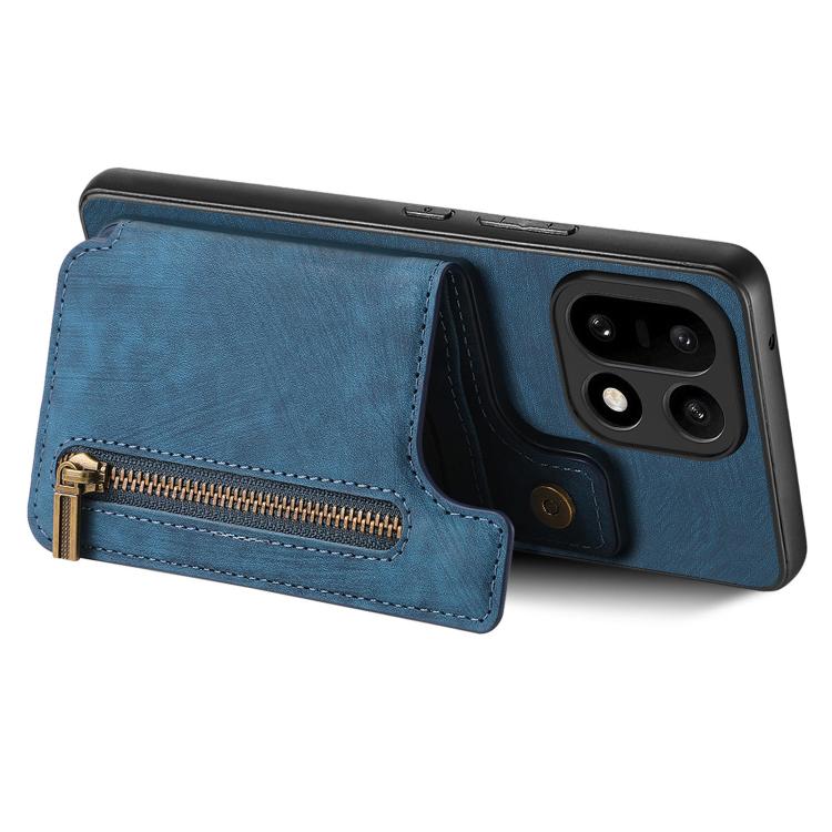 For OnePlus 15 Retro Leather Zipper Wallet Back Phone Case